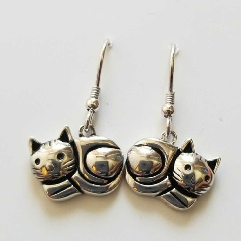 Sterling Silver Cat Earrings  Cute!